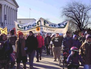 Greens participating at an anti-war rally January 18, 2003 in DC.
